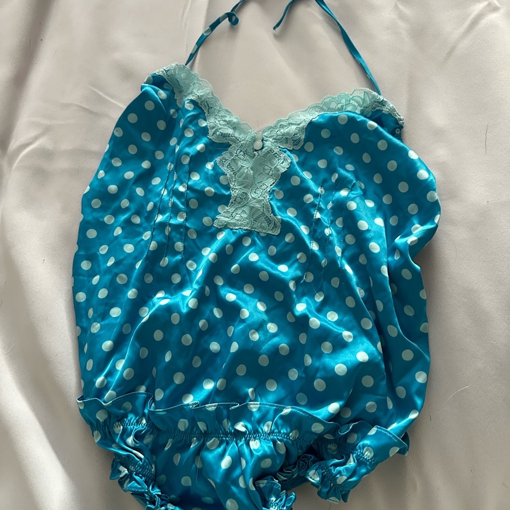 VINTAGE RARE Victoria's Secret Sexy Little Things Satin polka dot romper teddy - Picture 2 of 7